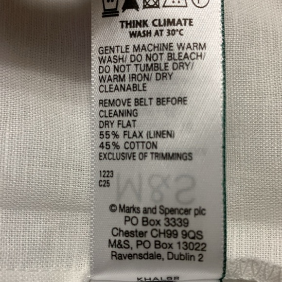 M&S Women Linen Rich Belted Collection Elegant White Shirt Dress Size 18 Quiet - Picture 9 of 16